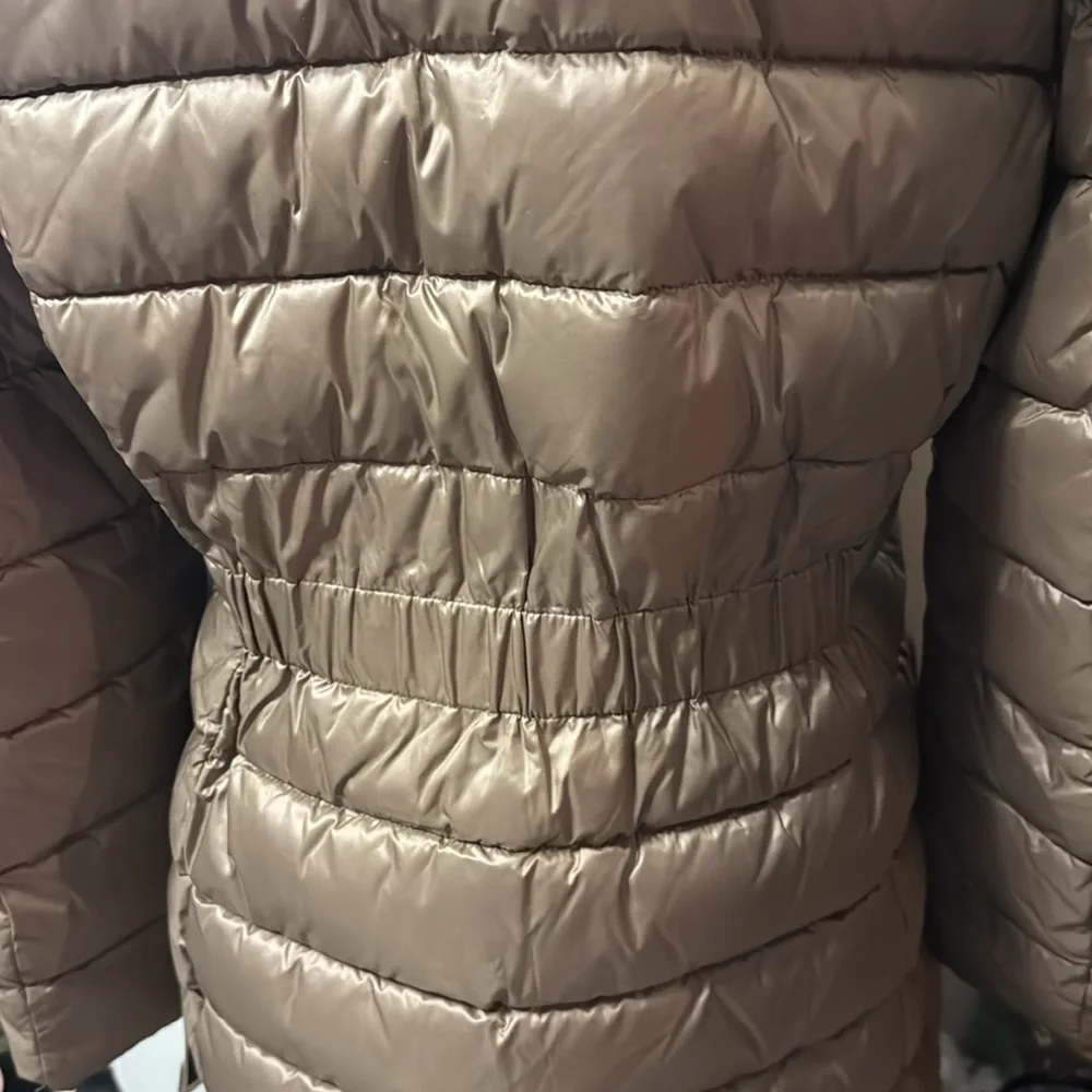 Tahari Women's Beige longer length Puffer Coat - Picture 6 of 12